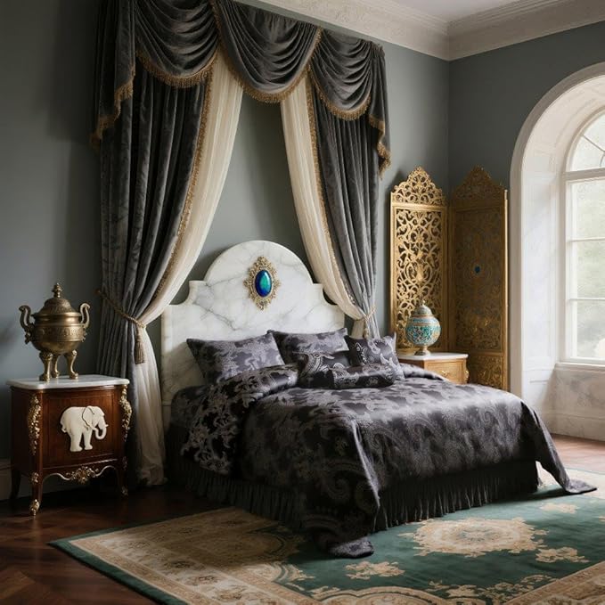 3-Piece Luxury Comforter Bedding Set with Cushions & Pillowcases, Soft Polyester Quilt, King – Maeve (Charcoal Grey)