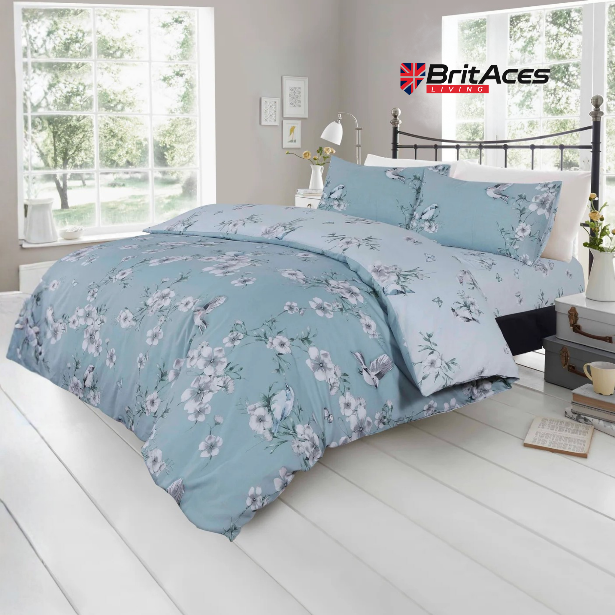 BritAces Birdie Blossom Reversible Duvet Cover Set