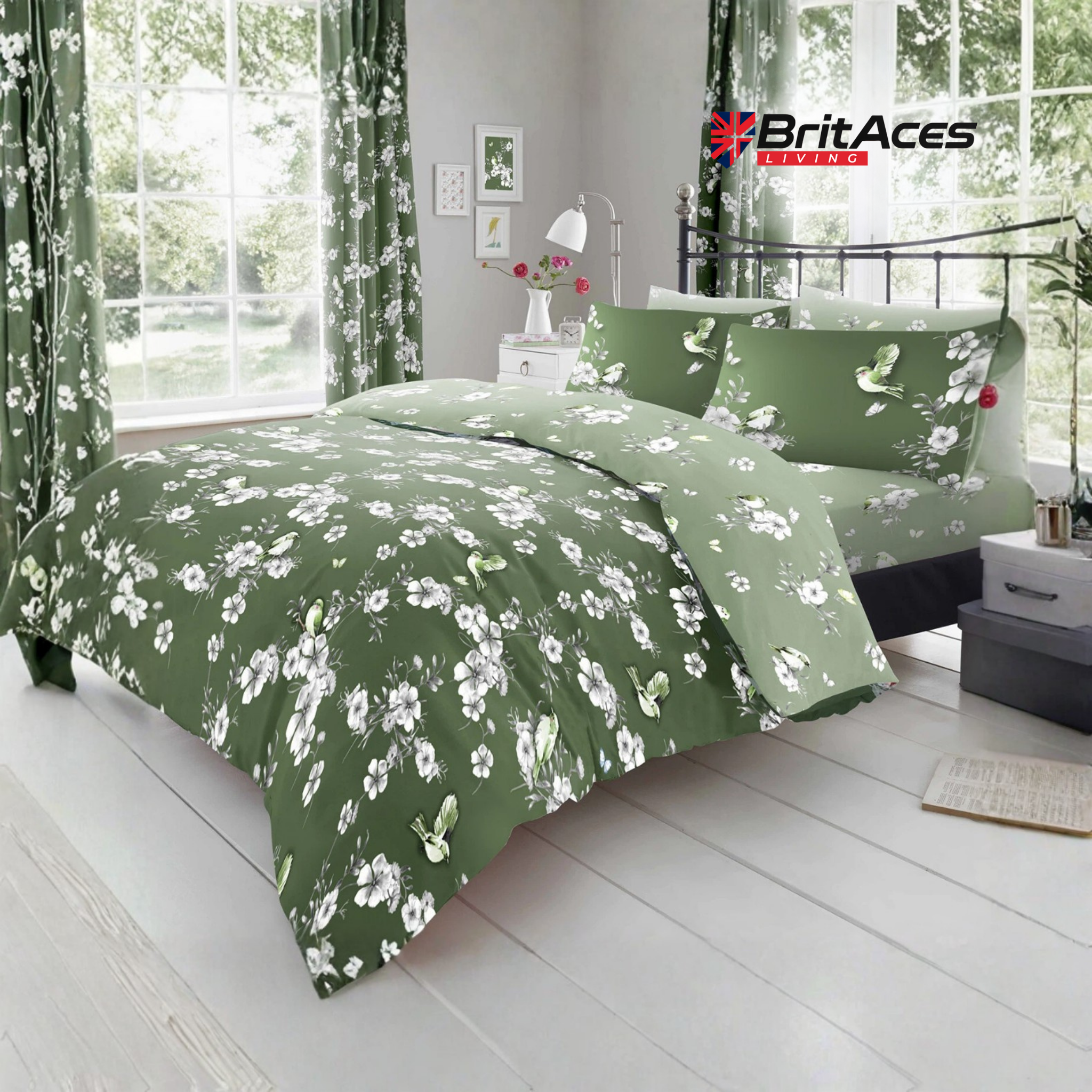 BritAces Birdie Blossom Reversible Duvet Cover Set