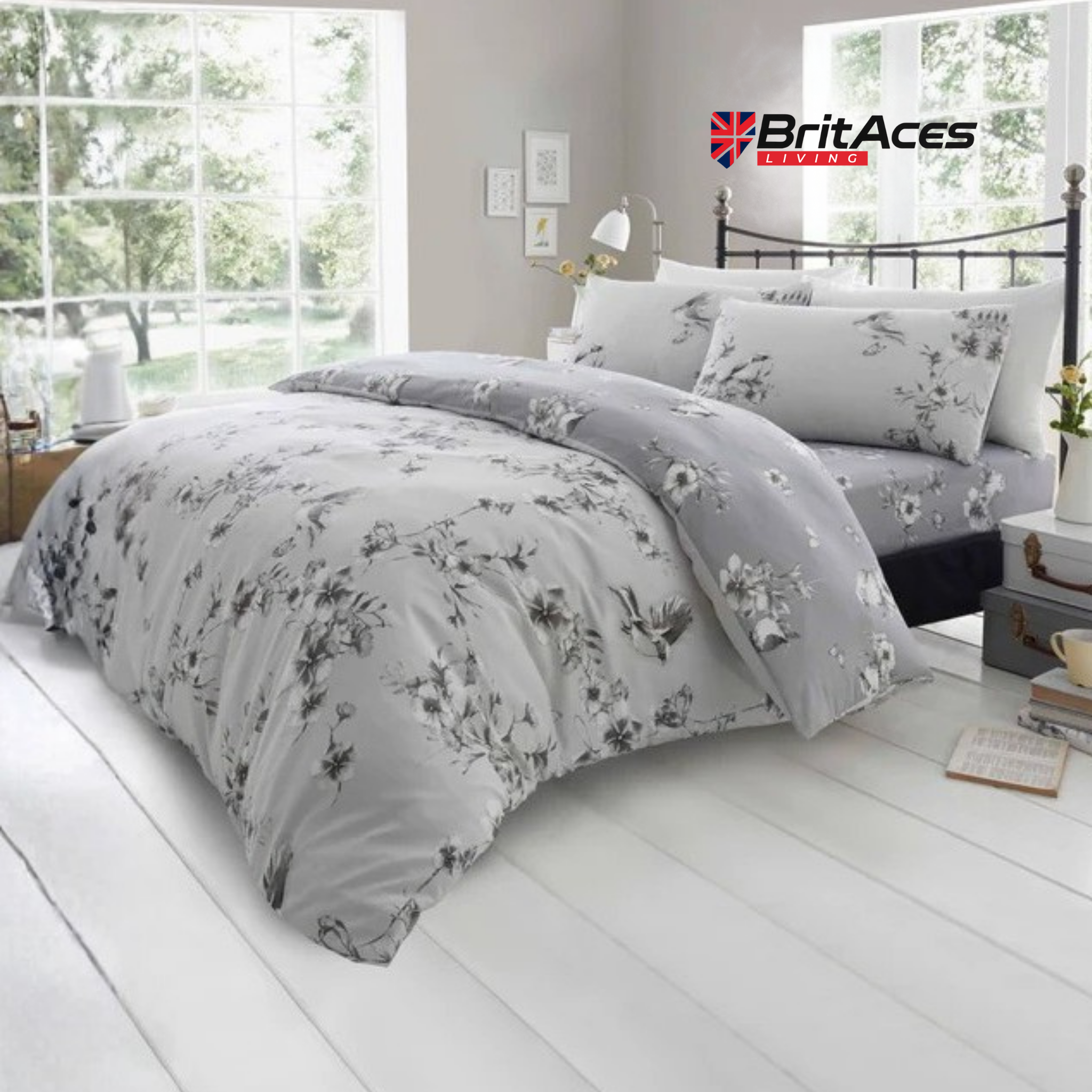 BritAces Birdie Blossom Reversible Duvet Cover Set