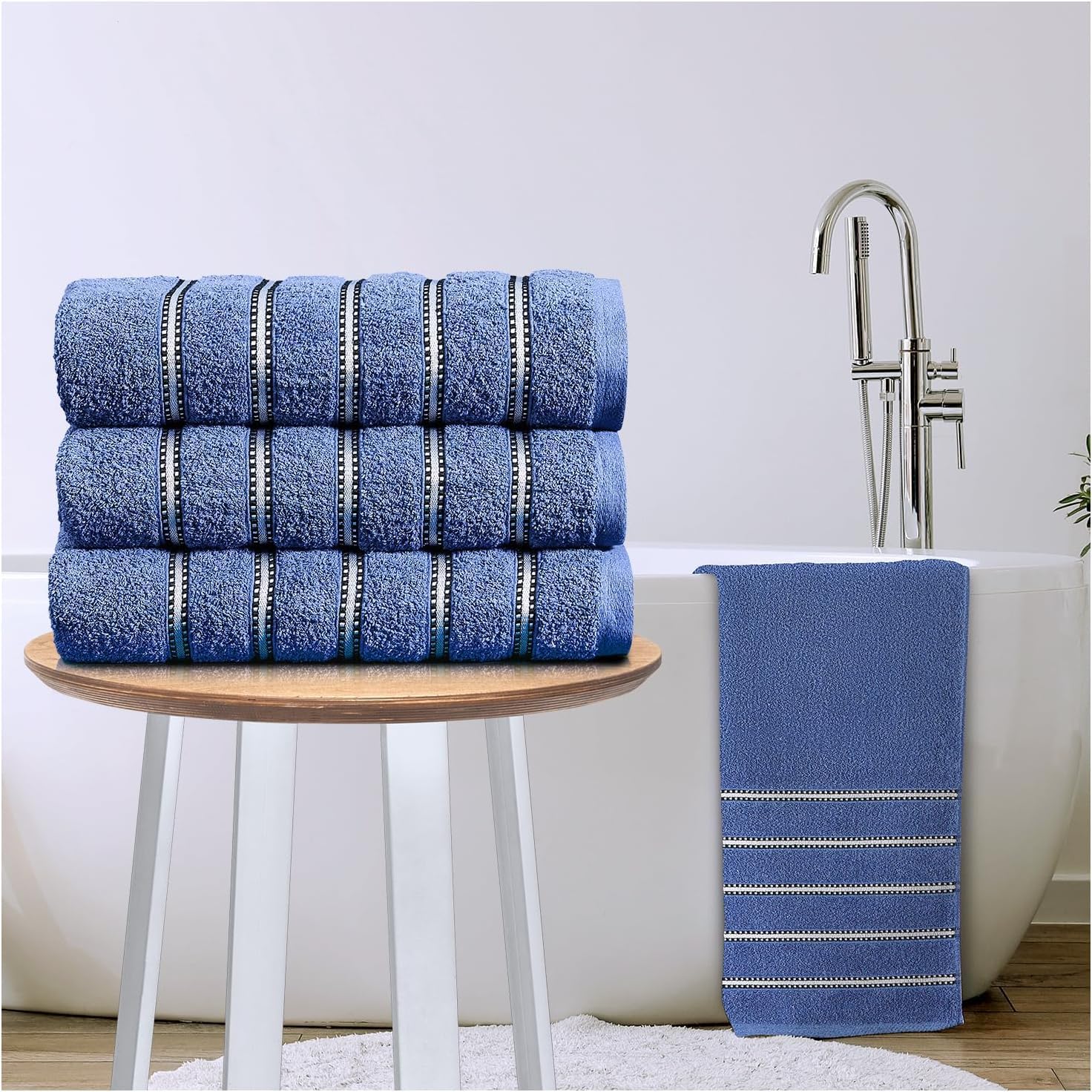 Bromley Stripe 100% Egyptian Cotton Towel Set – Ultra-Soft, Highly Absorbent & Quick-Dry Towels for Home, Spa & Hotel Use, Pink (3 Hand Towels)